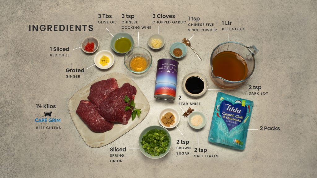 Beef Cheeks Recipe flatlay