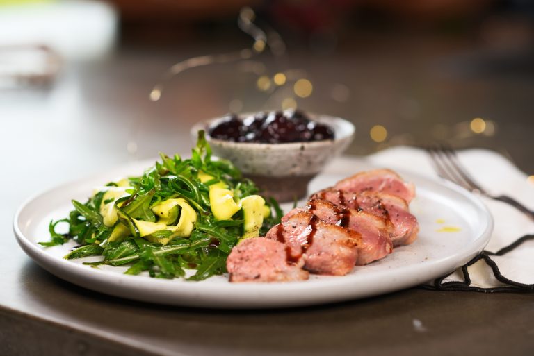Grilled Duck Breast & Cured Zucchini Salad
