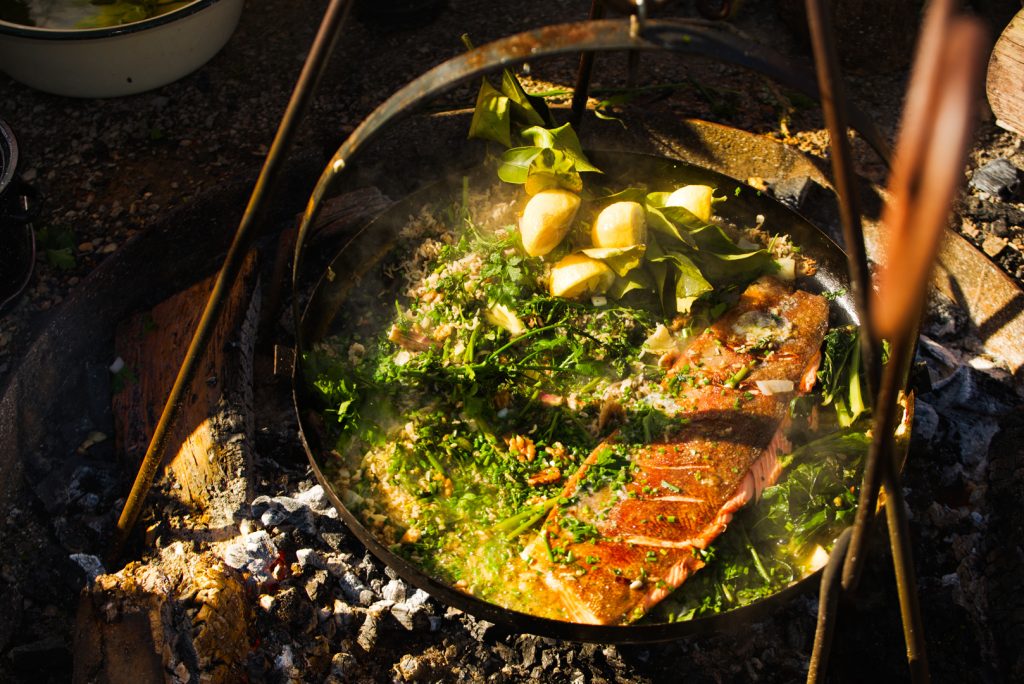 Campsite Ocean Trout & Rice Pilaf Loaded with Lemon & Fresh Herbs